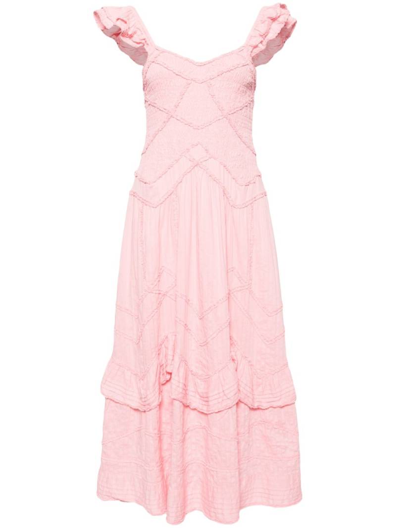 LoveShackFancy Brin smocked midi dress - Pink von LoveShackFancy