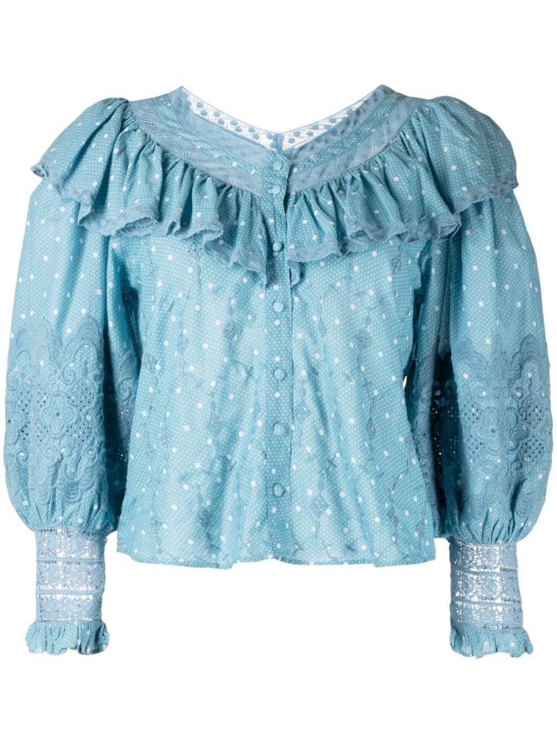 LoveShackFancy Bunnie broderie-anglaise blouse - Blue von LoveShackFancy