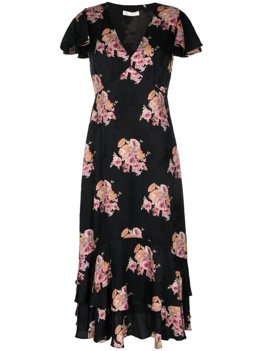 LoveShackFancy Elowen floral-print midi dress - Black von LoveShackFancy