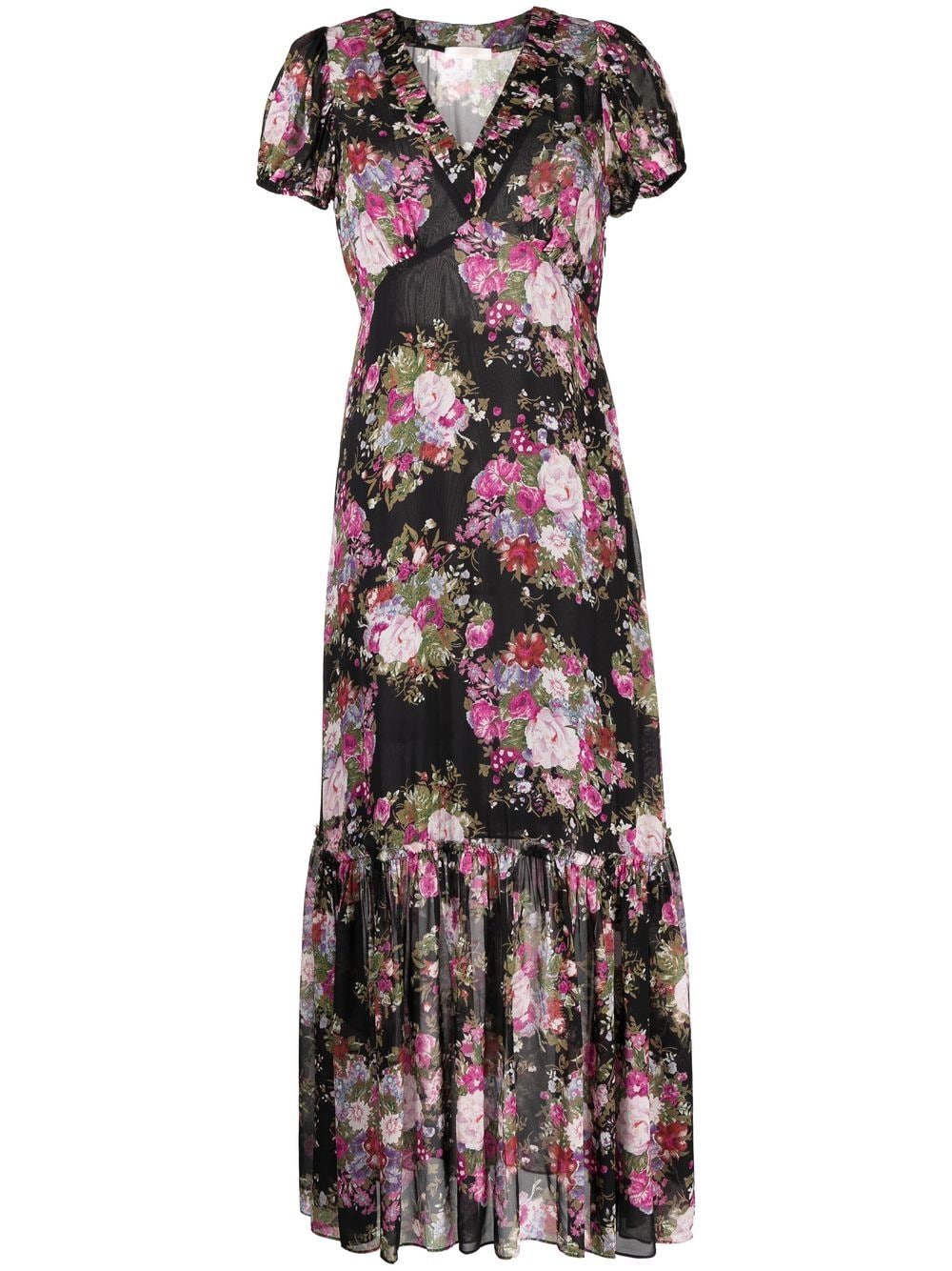 LoveShackFancy Shontelle floral-print midi dress - Black von LoveShackFancy