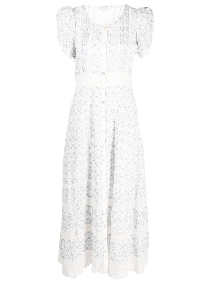 LoveShackFancy floral-print buttoned midi dress - White von LoveShackFancy