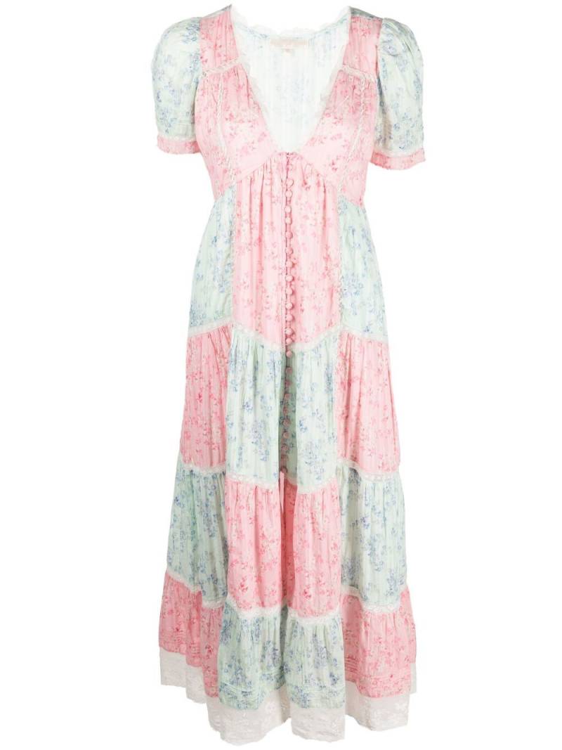 LoveShackFancy floral-print patchwork dress - Pink von LoveShackFancy