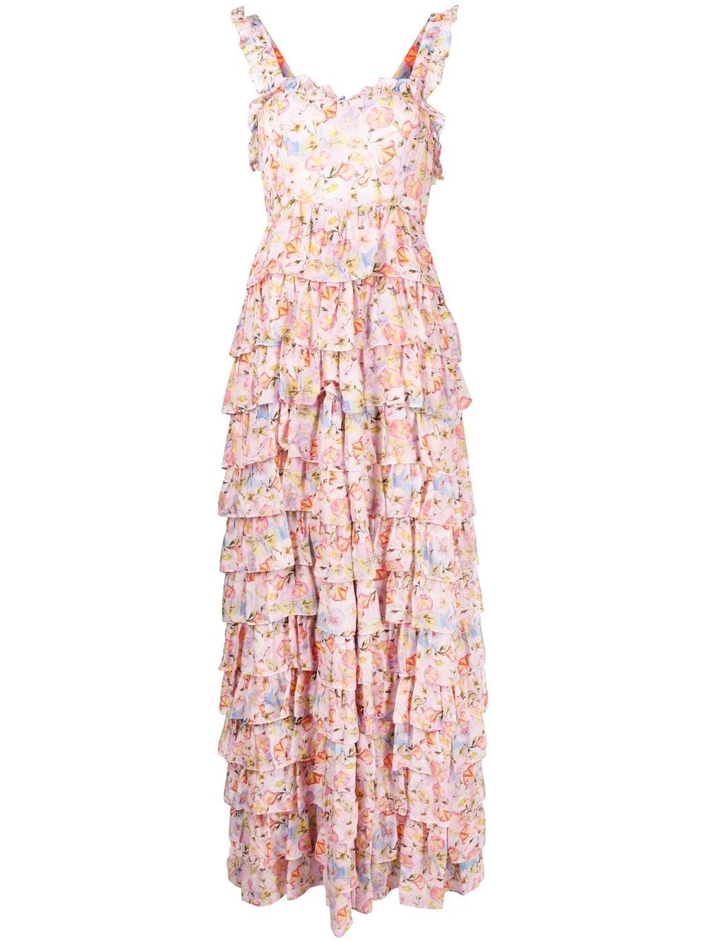 LoveShackFancy floral-print tiered dress - Pink von LoveShackFancy