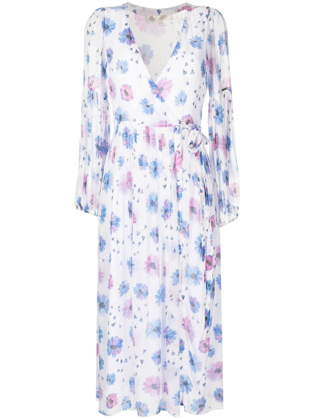 LoveShackFancy floral-print wrap dress - Blue von LoveShackFancy