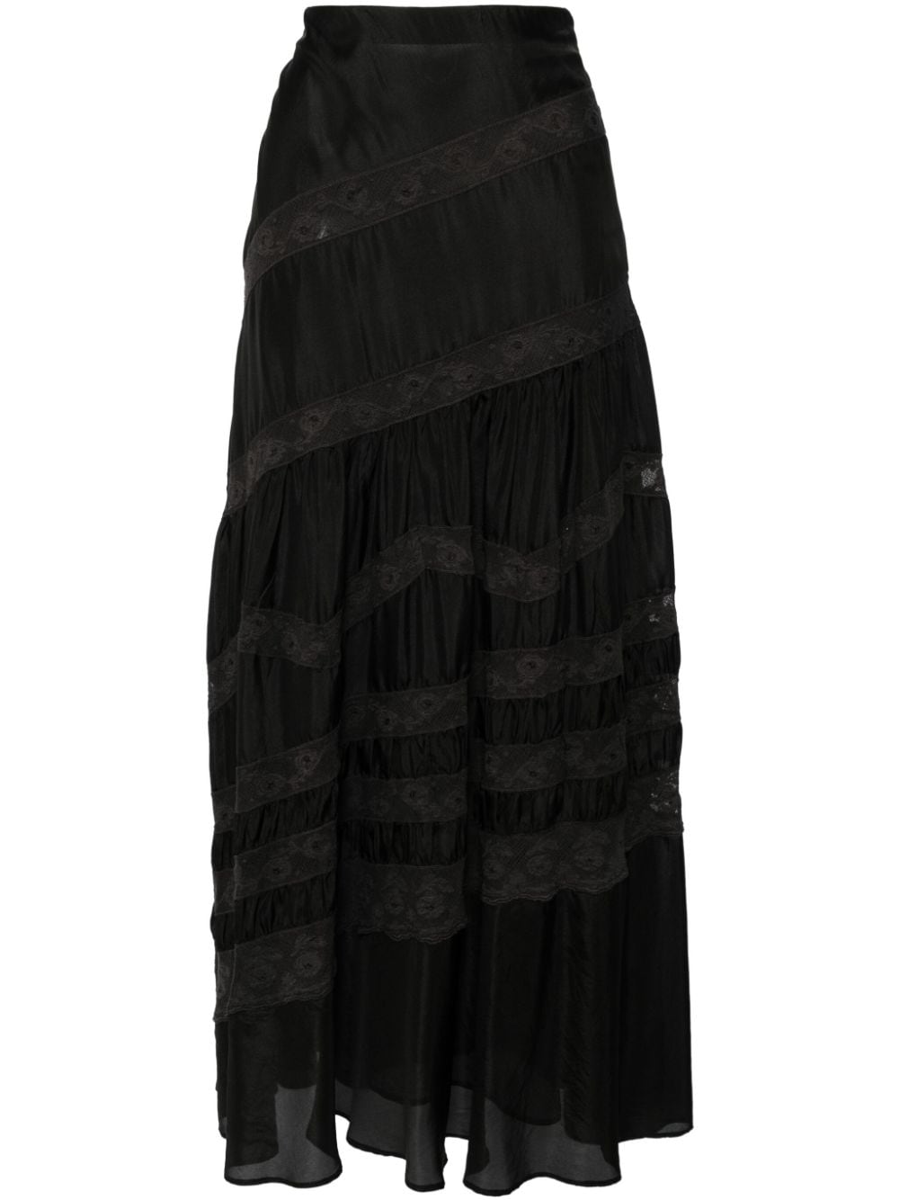 LoveShackFancy lace-detail silk maxi skirt - Black von LoveShackFancy