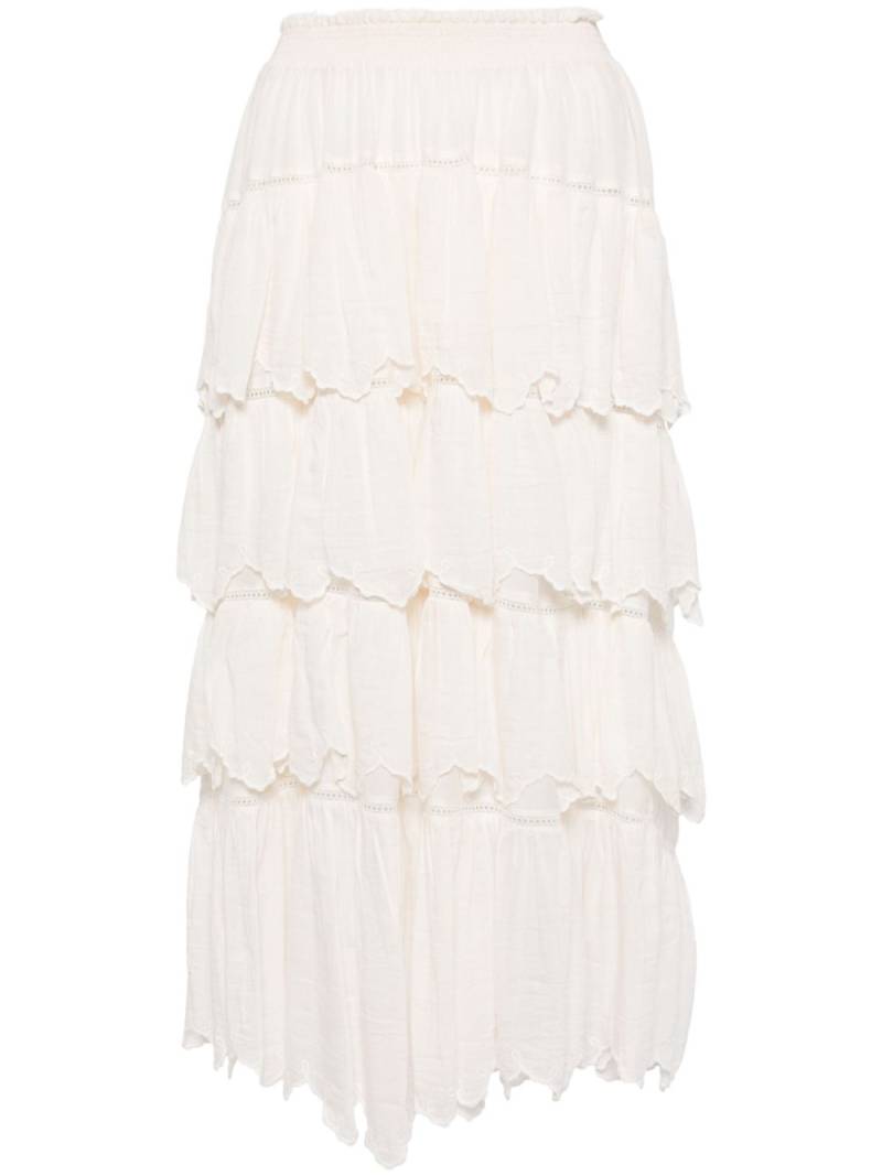 LoveShackFancy layered midi skirt - White von LoveShackFancy