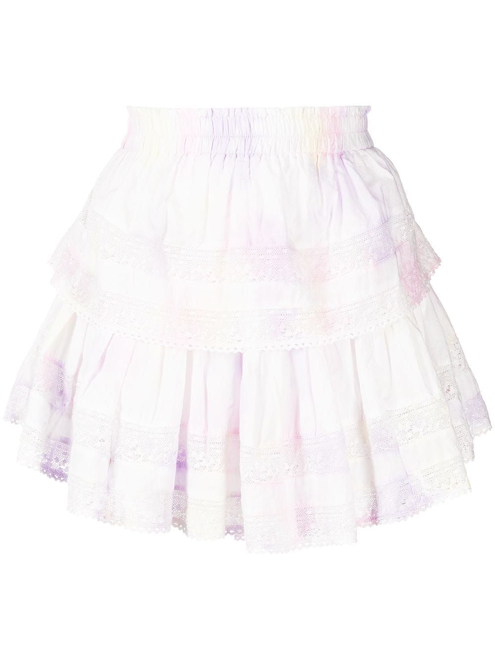 LoveShackFancy tie-dye tiered skirt - White von LoveShackFancy