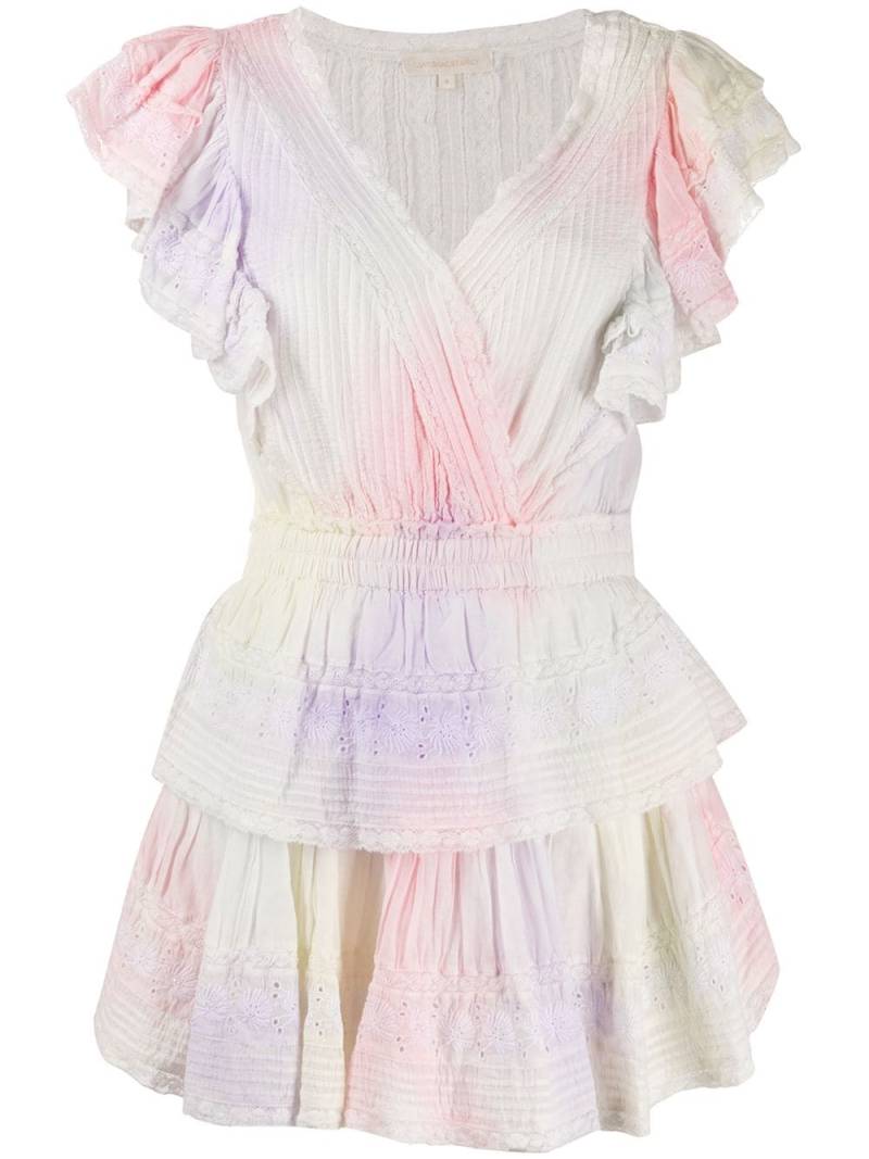 LoveShackFancy tiered ruffle mini dress - White von LoveShackFancy