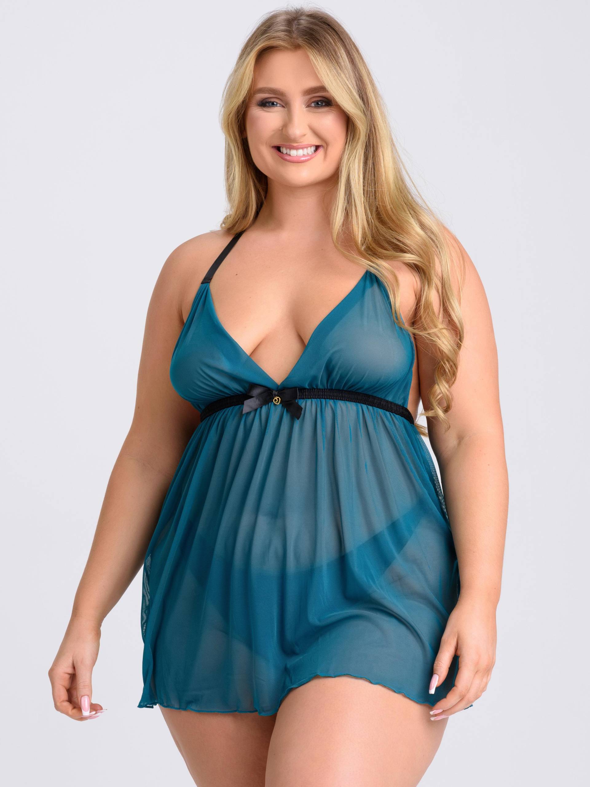 Lovehoney Barely There Babydoll-set, Petrol - Amorana von Lovehoney Lingerie