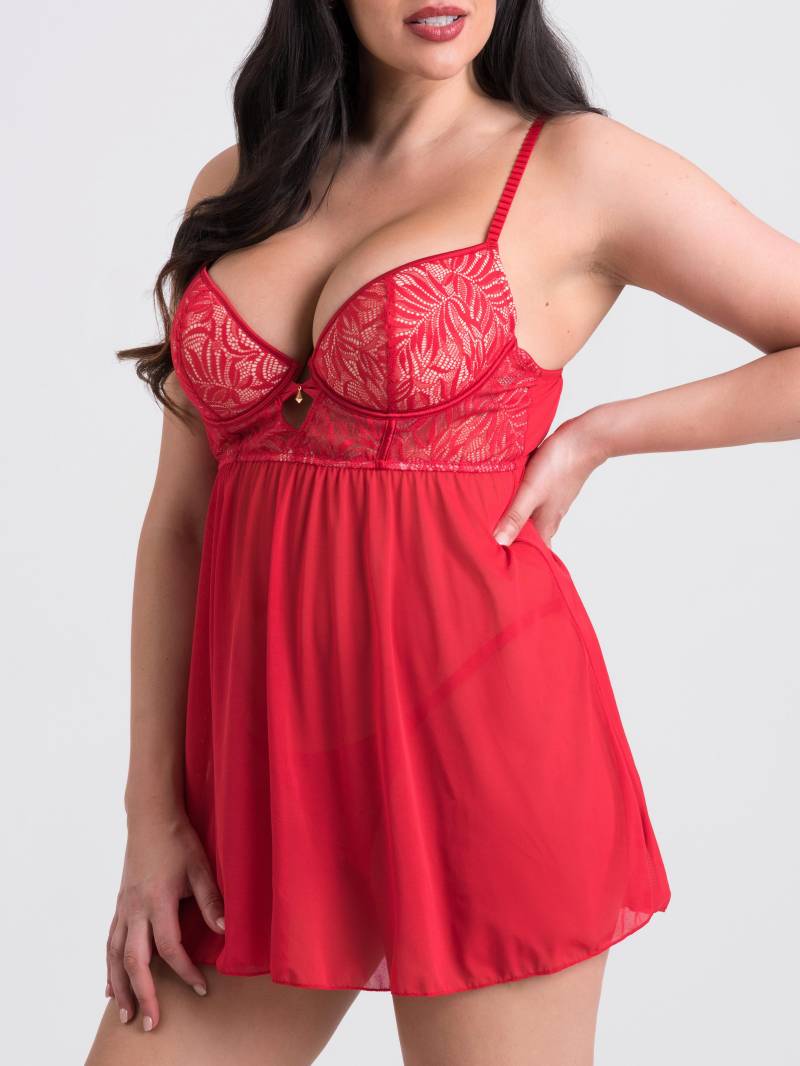 Lovehoney Parisienne Charm Lace Babydoll Set , Rot - Amorana von Lovehoney Lingerie