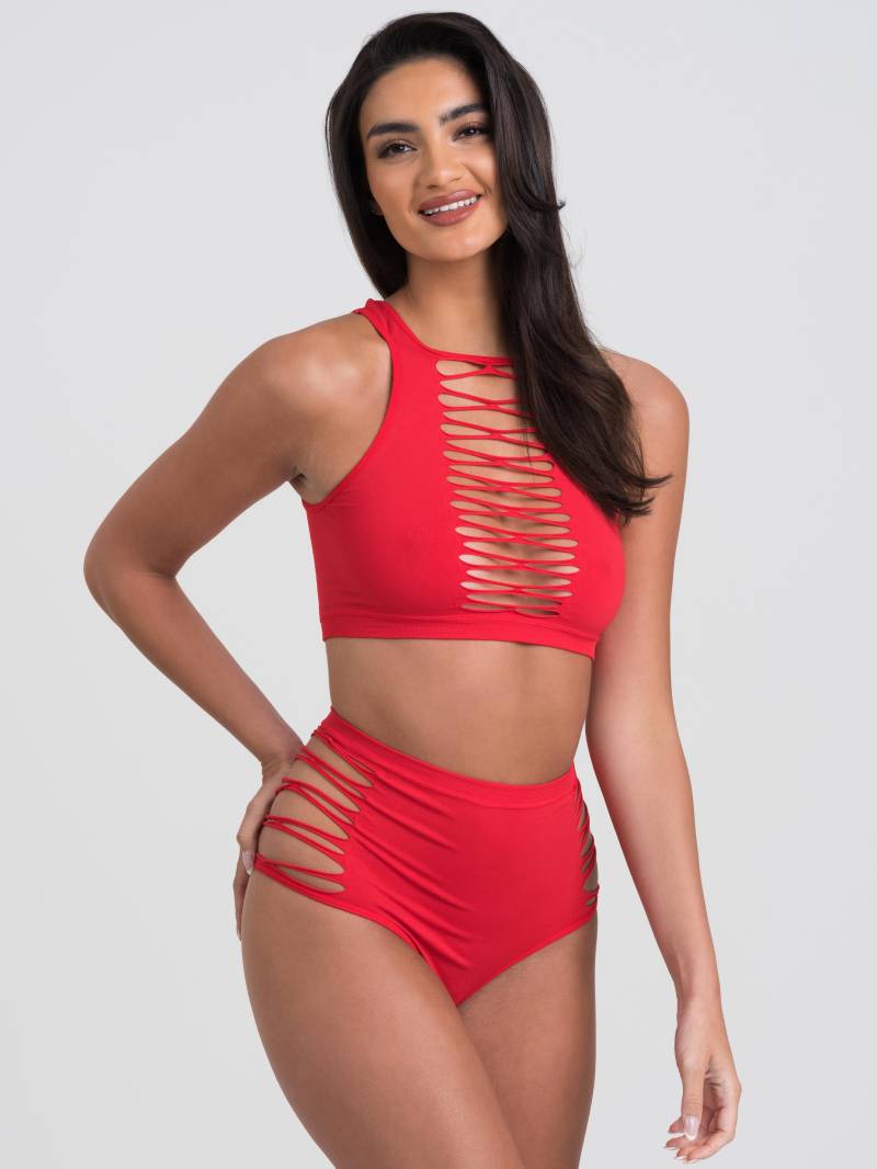 Lovehoney Criss-cross Bh-set (schwarz), Rot - Amorana von Lovehoney Lingerie