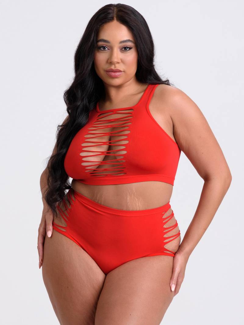 Lovehoney Criss-cross Bh-set (schwarz), Rot - Amorana von Lovehoney Lingerie