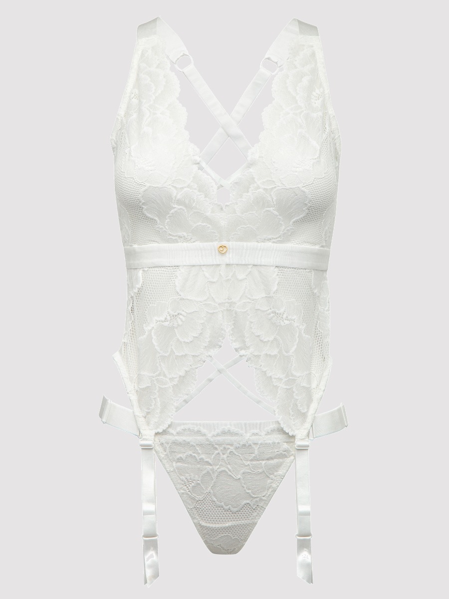 Lovehoney-lingerie Beau White Lace Basque Korsett & String - Amorana von Lovehoney Lingerie