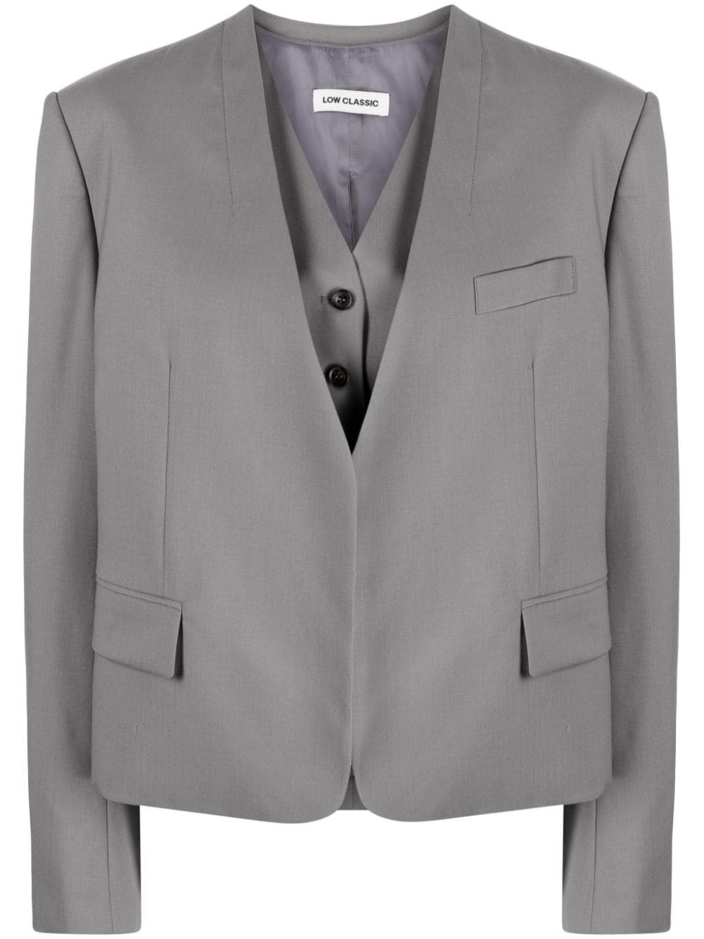 Low Classic V-neck wool vest and blazer set - Grey von Low Classic