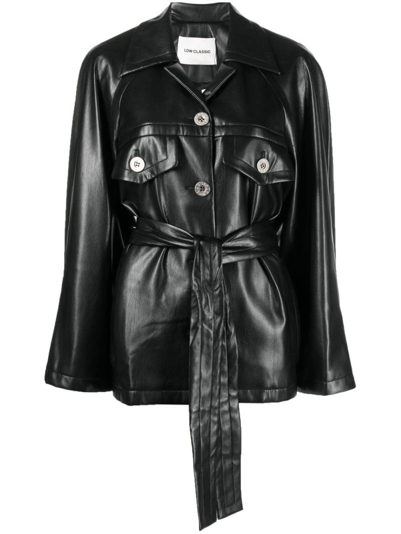 Low Classic belted faux-leather coat - Black von Low Classic