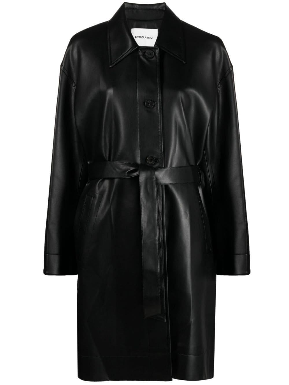 Low Classic belted faux-leather trenchcoat - Black von Low Classic