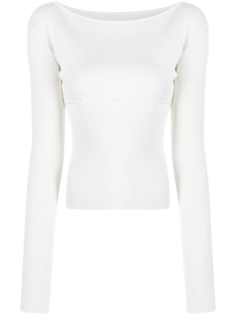 Low Classic boat-neck ribbed jumper - White von Low Classic