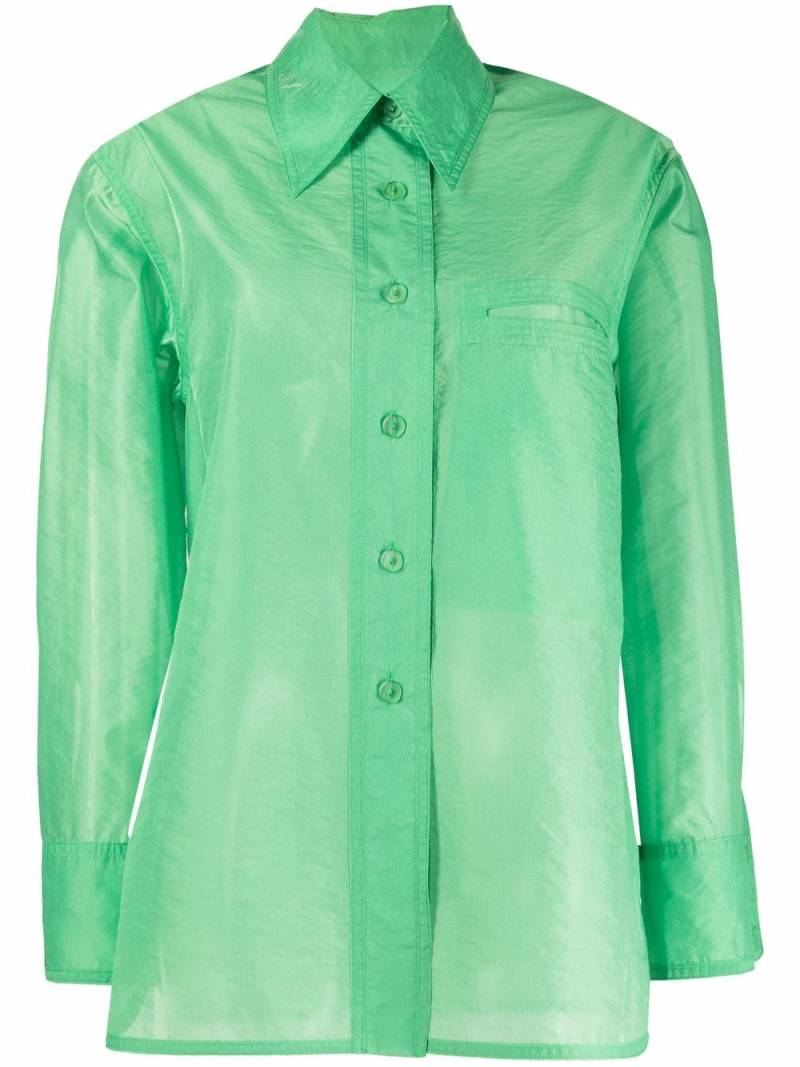 Low Classic semi-sheer button-up shirt - Green von Low Classic