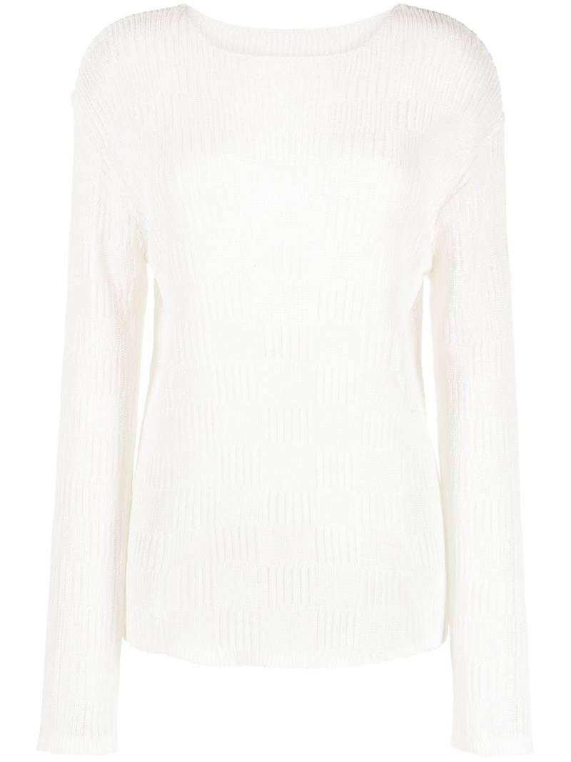 Low Classic semi-sheer textured cotton knitted top - White von Low Classic