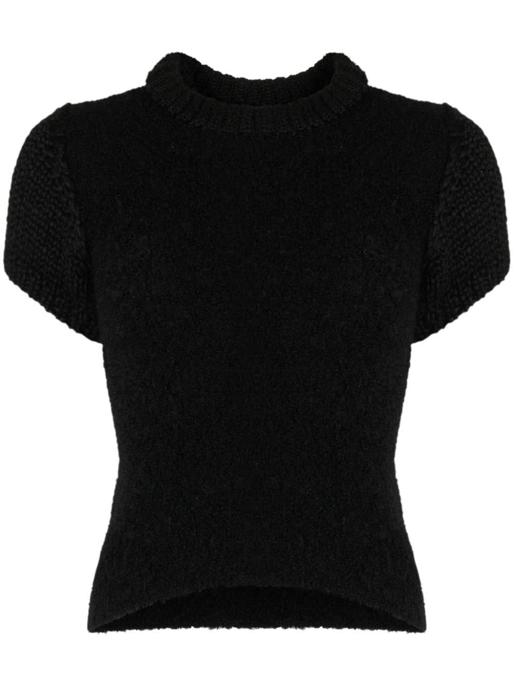 Low Classic short-sleeve bouclé jumper - Black von Low Classic