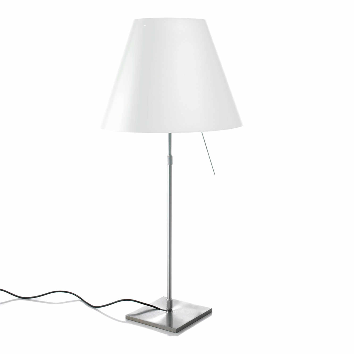 Costanzina Tischleuchte, Lampenfuss aluminium, Lampenschirm weiss Costanzina Tischleuchte, Lampenfuss aluminium, Lampenschirm weiss von Luceplan