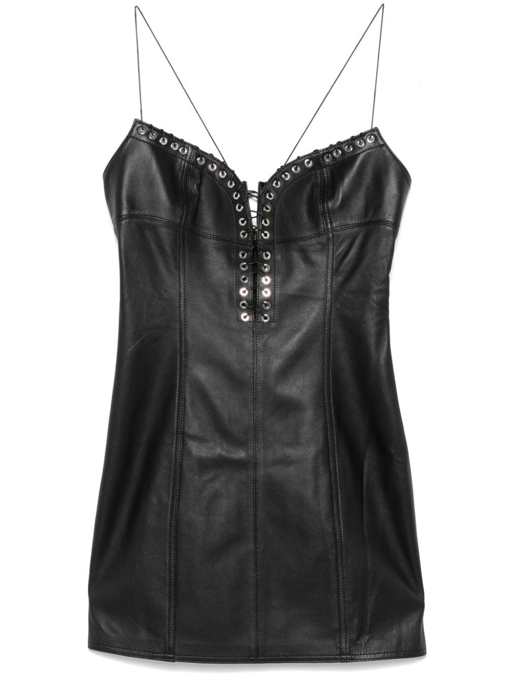 Ludovic de Saint Sernin Cleavage leather mini dress - Black von Ludovic de Saint Sernin