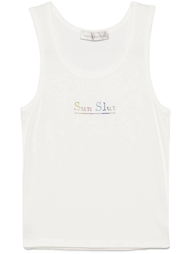 Ludovic de Saint Sernin crystal-logo tank top - White von Ludovic de Saint Sernin