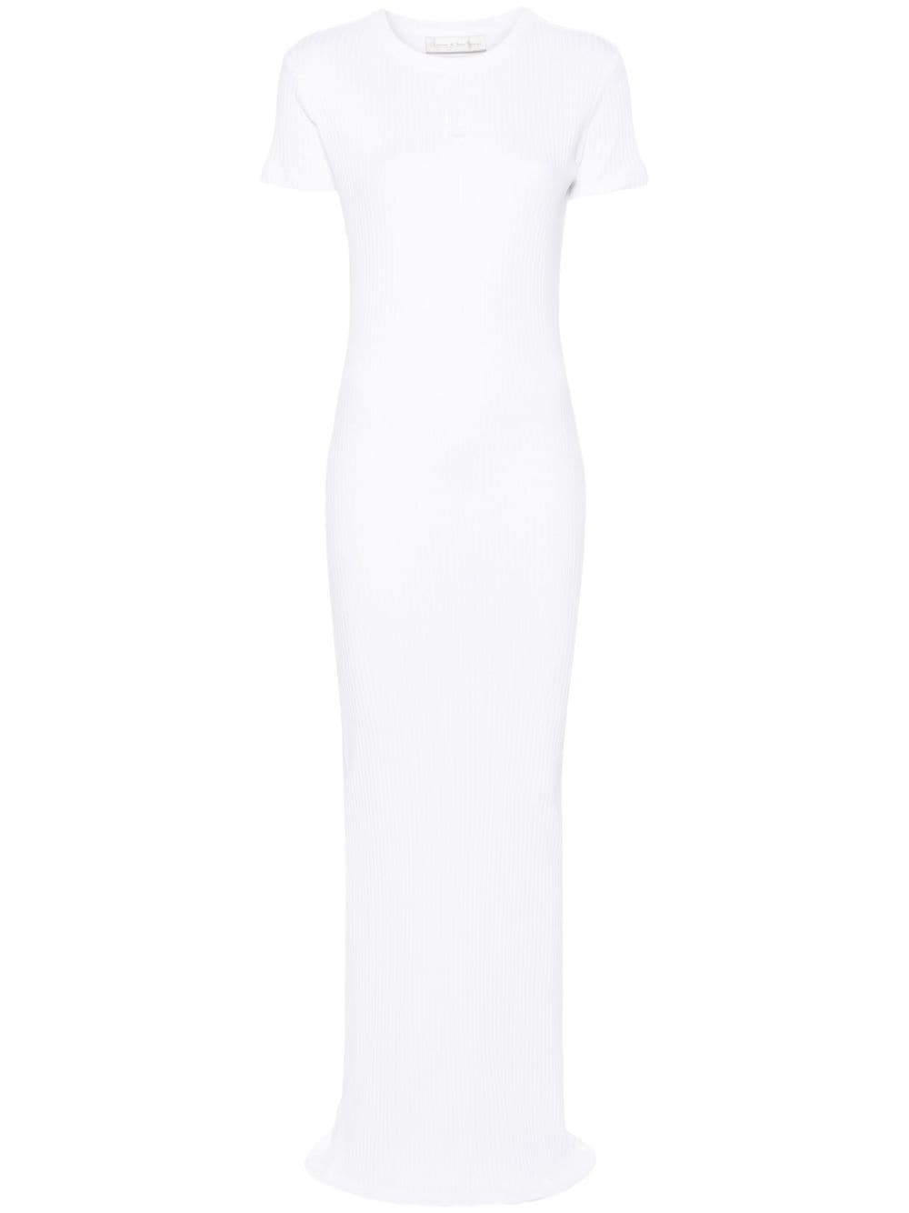 Ludovic de Saint Sernin logo-embroidered ribbed maxi dress - White von Ludovic de Saint Sernin