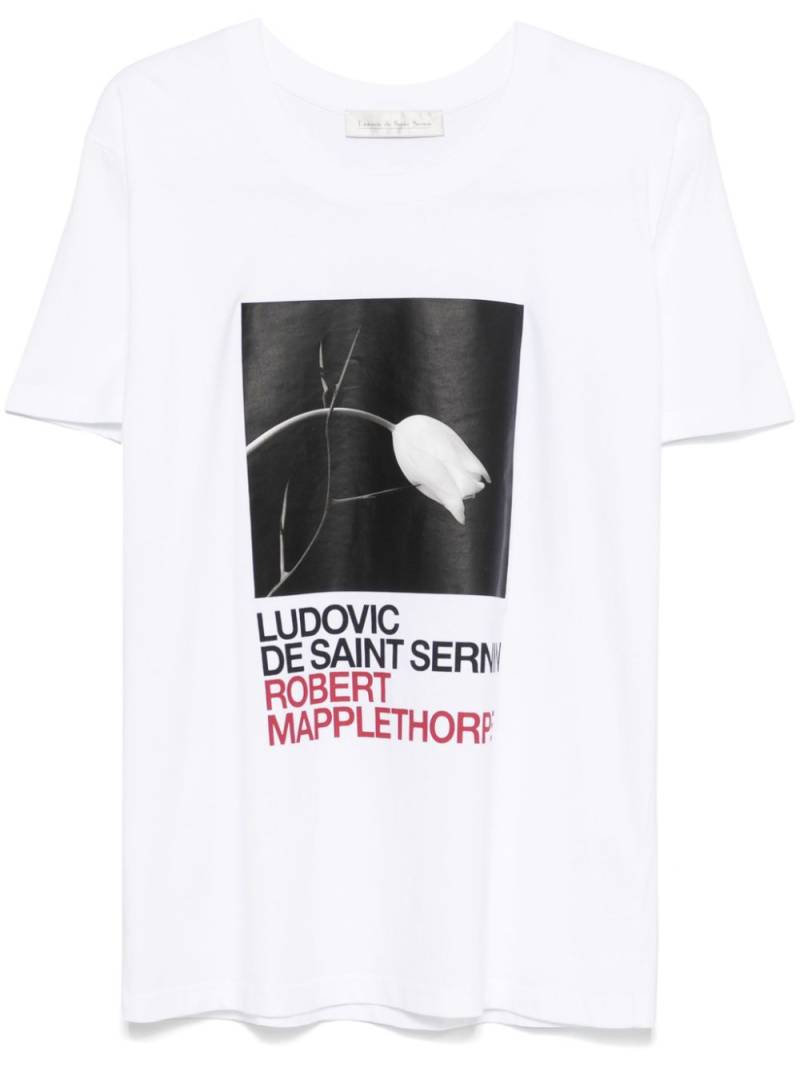 Ludovic de Saint Sernin x Robert Mapplethorpe Tulip and Thorn-print T-shirt - White von Ludovic de Saint Sernin