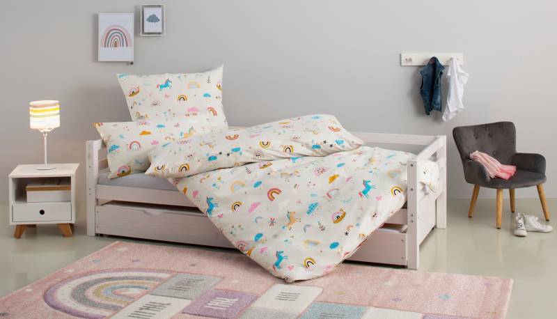 Lüttenhütt Kinderbettwäsche »CUDDLEE«, in vielen Designs: Dino,Einhorn,Weltraum,Baustelle,Herz,Trecker,Safari von Lüttenhütt