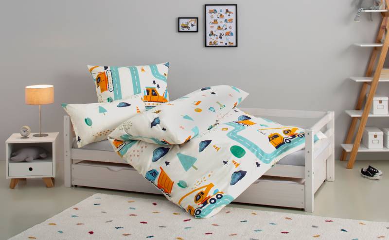 Lüttenhütt Kinderbettwäsche »CUDDLEE«, in vielen Designs: Dino,Einhorn,Weltraum,Baustelle,Herz,Trecker von Lüttenhütt