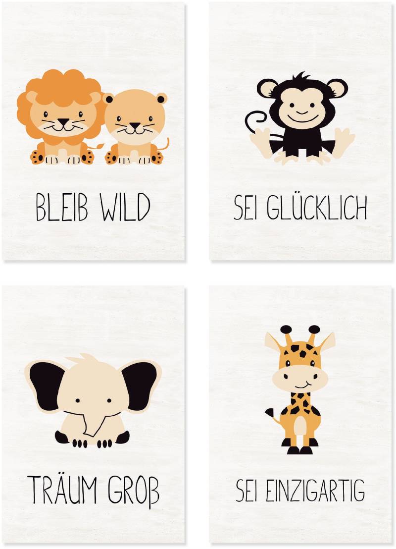 Lüttenhütt Poster »Tiere«, Tiere, (Set, 4 St., 4 Teile), 4er Set in zwei Grössen von Lüttenhütt