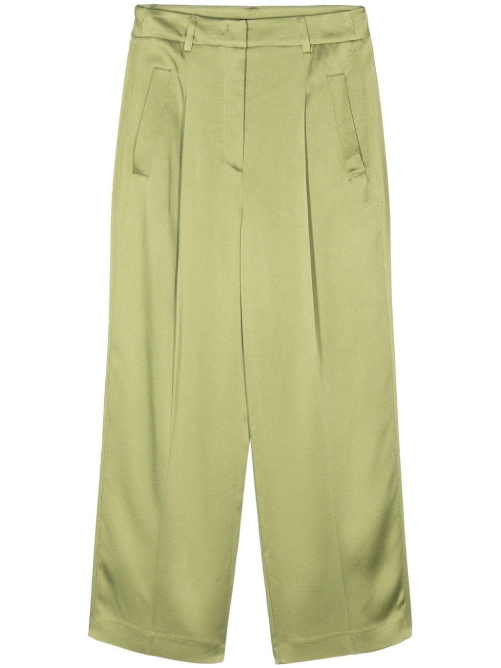 Luisa Cerano crepe pleated straight trousers - Green von Luisa Cerano