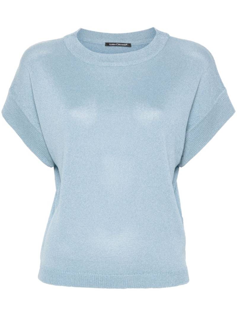 Luisa Cerano glitter-embellished knitted T-shirt - Blue von Luisa Cerano