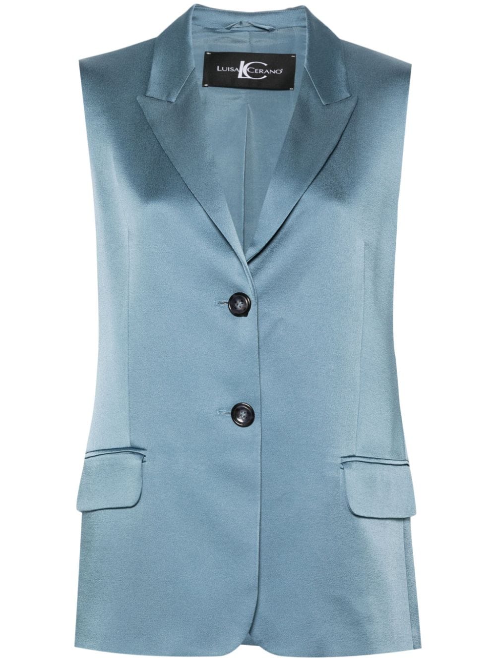 Luisa Cerano single-breasted satin gilet - 242 smoky blue von Luisa Cerano