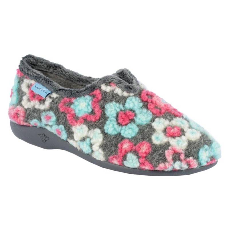 Lunar - Hausschuhe Hippy, Blumen, für Damen, Grau, Größe 37 von Lunar