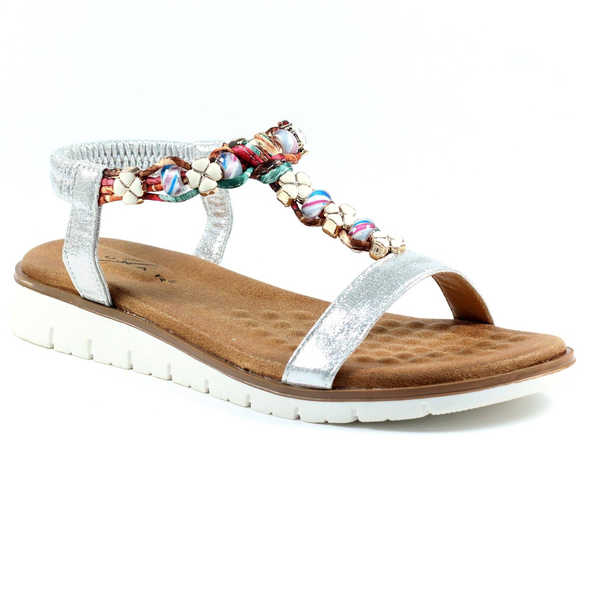 Lunar - Sandalen Tempo, für Damen, Silber, Größe 37 von Lunar