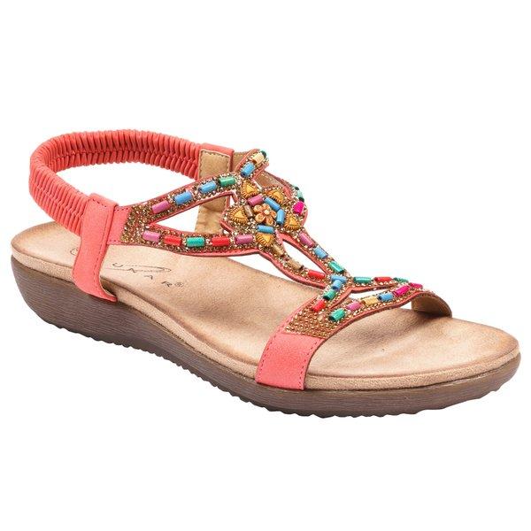 Lunar - Sandalen Mariella, Perlenbesetzt, für Damen, Orange, Größe 36 von Lunar