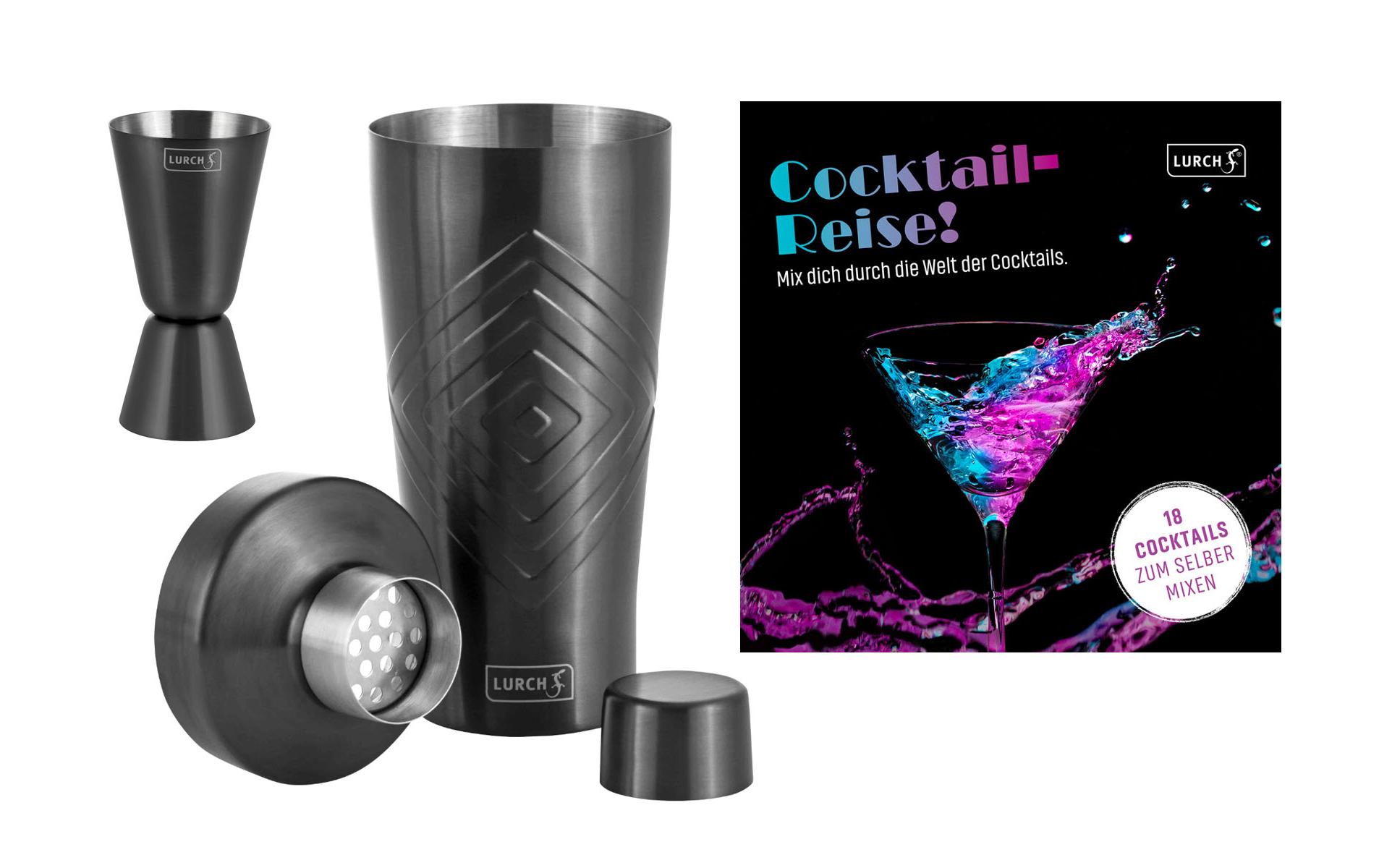 Lurch Cocktail Shaker »& Rezeptbuch 3-teilig, 0.6 l, Smoke« von Lurch