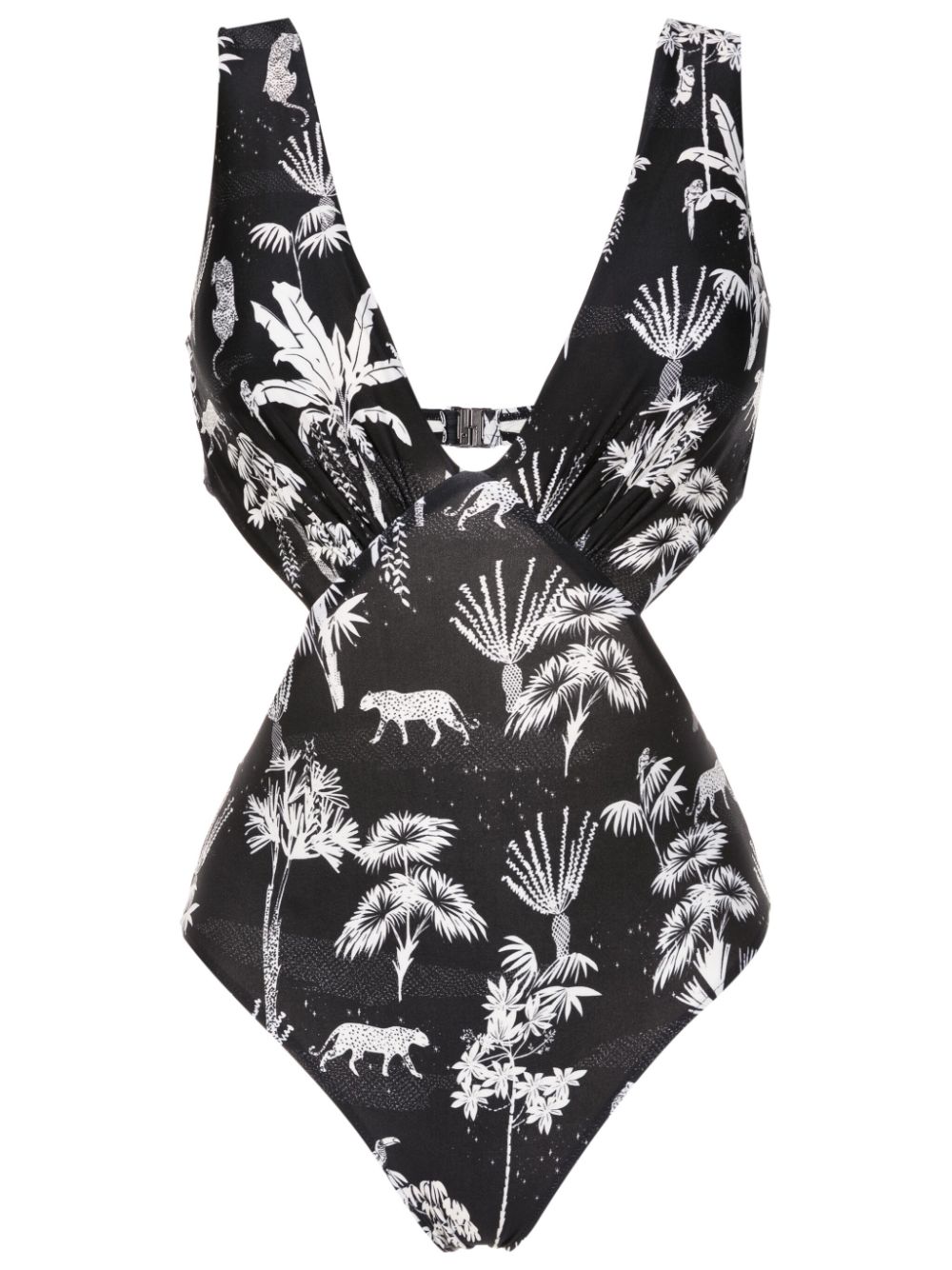 Lygia & Nanny Alecis graphic-print cut-out one-piece - Black von Lygia & Nanny