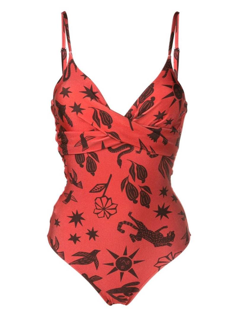 Lygia & Nanny Bianca twist-detail printed swimsuit - Brown von Lygia & Nanny