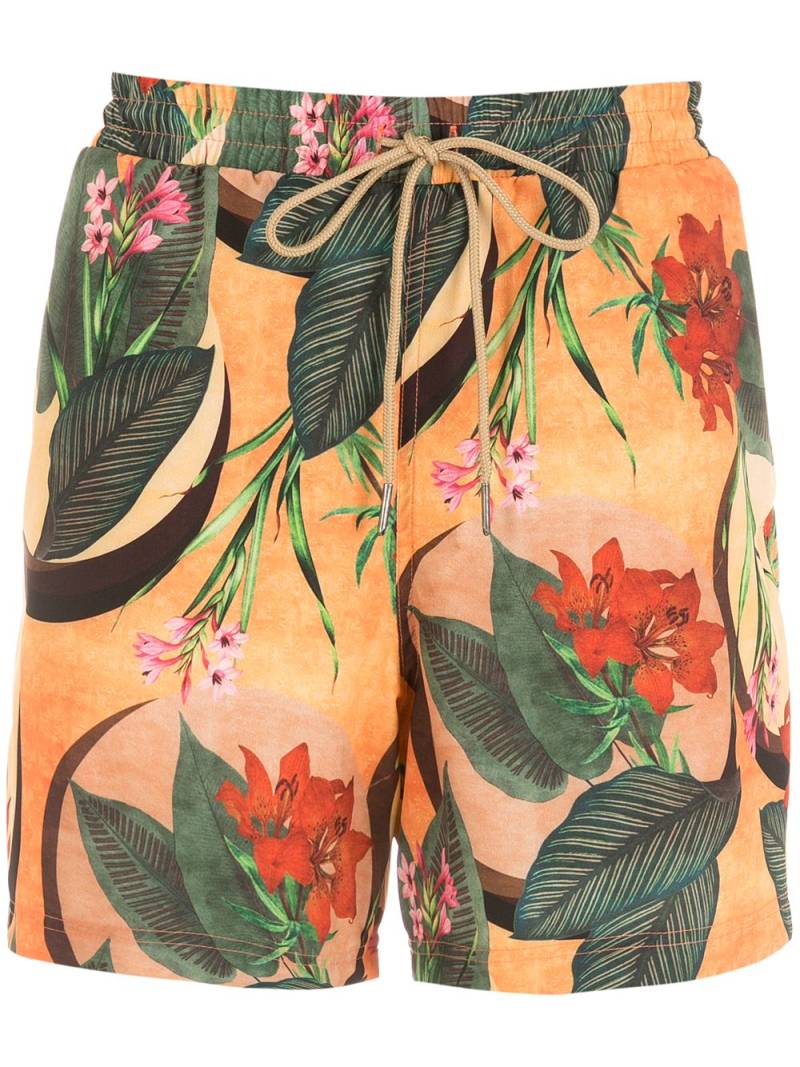 Lygia & Nanny Gil tropical foliage-print swimming shorts - Yellow von Lygia & Nanny