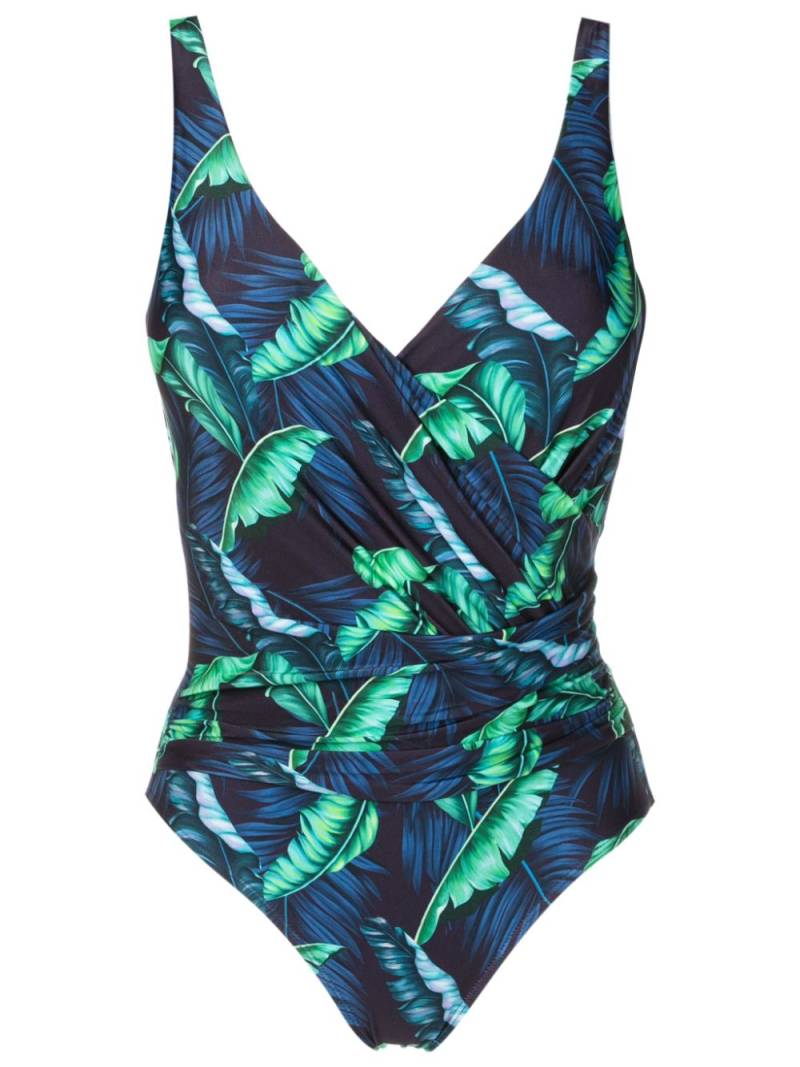 Lygia & Nanny Maisa draped leaf-print swimsuit - Blue von Lygia & Nanny