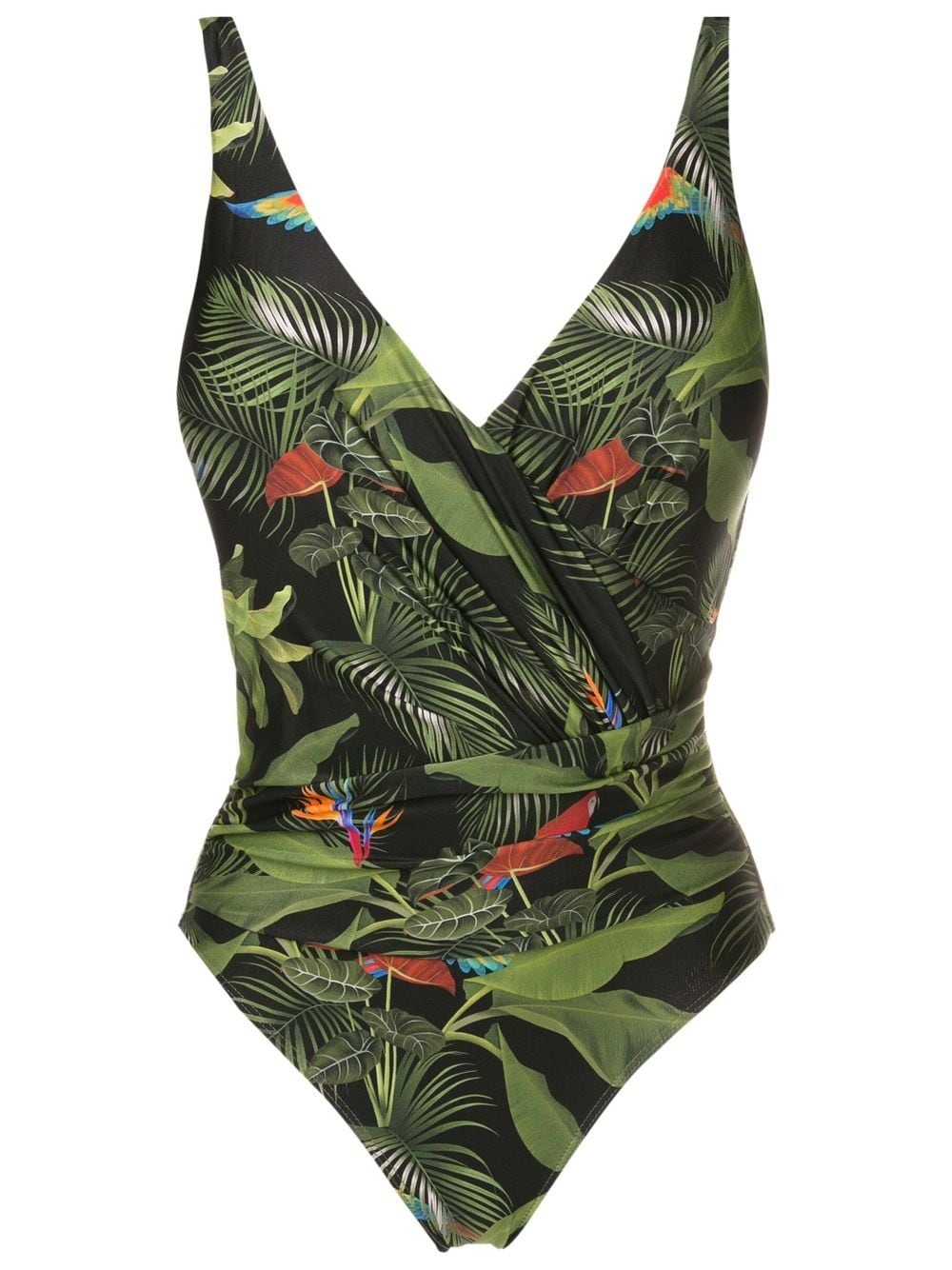 Lygia & Nanny Maisa leaf-print draped swimsuit - Green von Lygia & Nanny