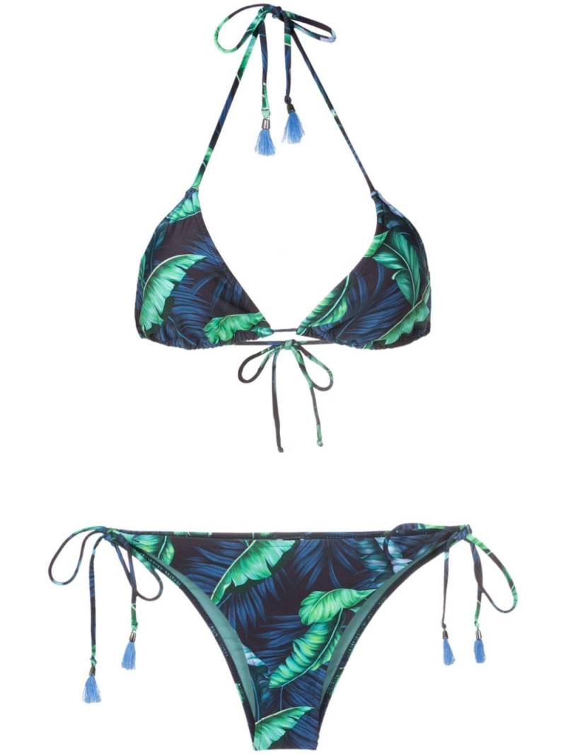 Lygia & Nanny Maya leaf-print triangle bikini - Blue von Lygia & Nanny