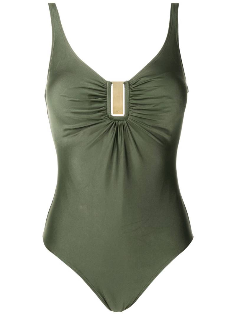 Lygia & Nanny Mirassol Liso logo-plaque ruched swimsuit - Green von Lygia & Nanny