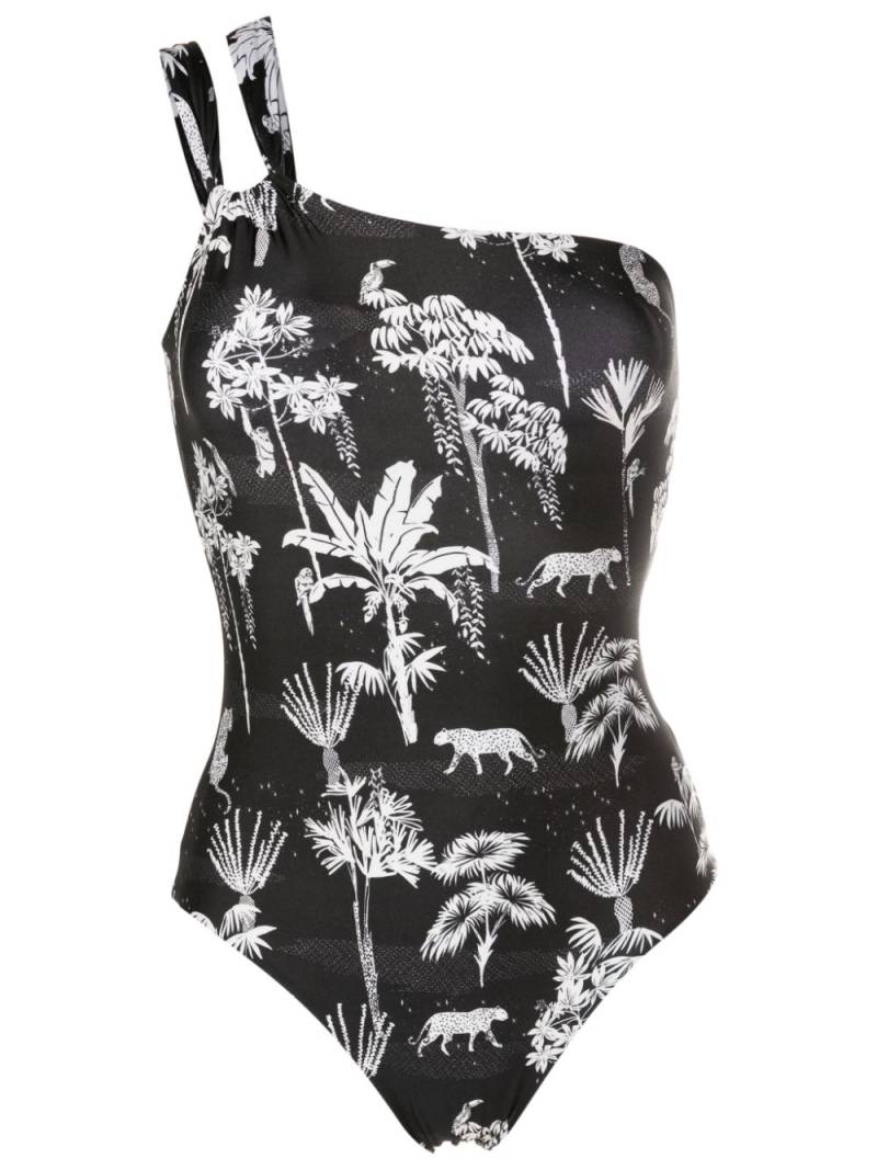 Lygia & Nanny Miusha graphic-print one-shoulder one-piece - Black von Lygia & Nanny