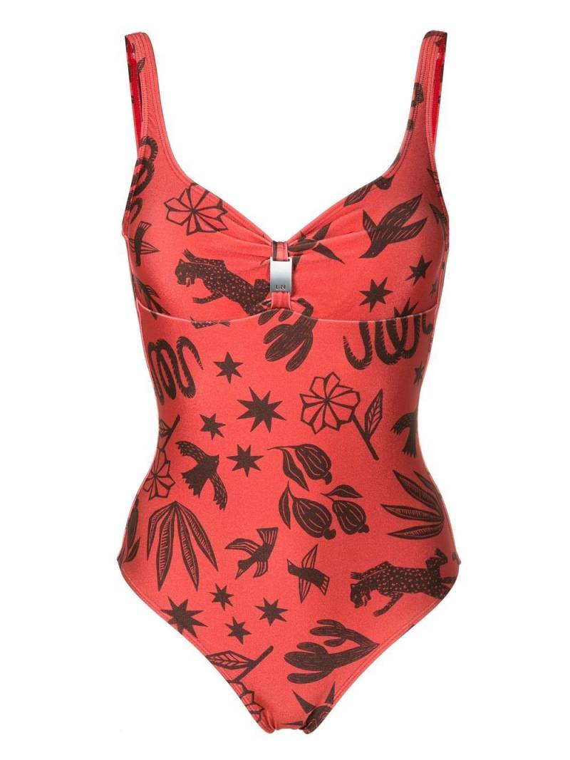 Lygia & Nanny Roberta logo-plaque swimsuit - Brown von Lygia & Nanny