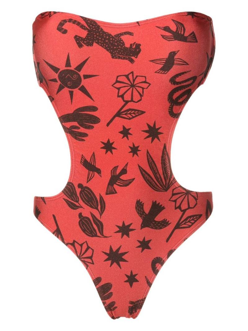 Lygia & Nanny Taylor cut-out printed swimsuit - Brown von Lygia & Nanny