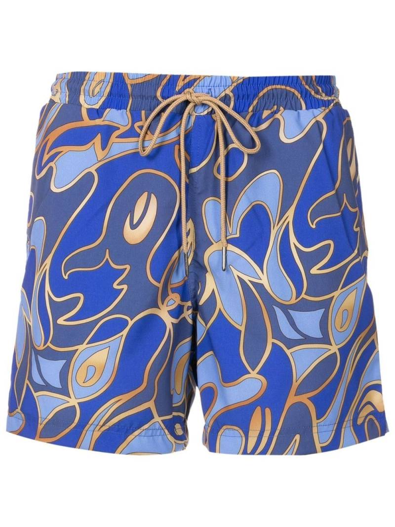 Lygia & Nanny abstract-print drawstring swim trunks - Blue von Lygia & Nanny